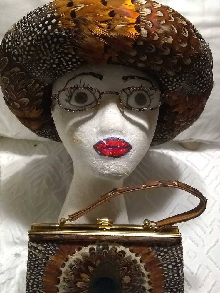 Vintage Peacock hat and wristlet